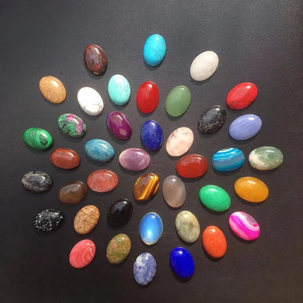 Cabochons en Pierre Naturelle Ovale Agate Lapis Lazuli Oeil de Tigre pour la Fabrication de Bijoux Accessoires Polis