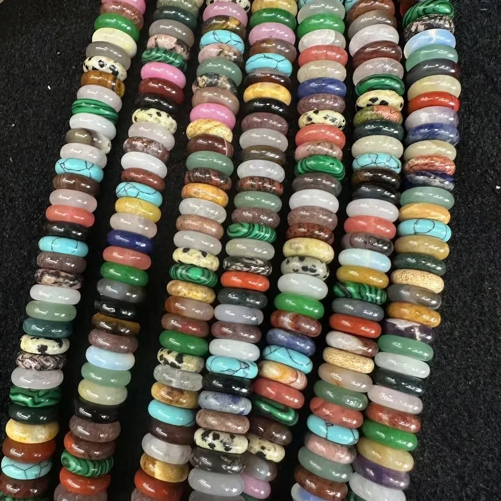 Natural Stone Agate Crystal Heishi Beads Flat Round Spacer Beads For DIY Jewelry Making Necklaces Bracelets Accessories