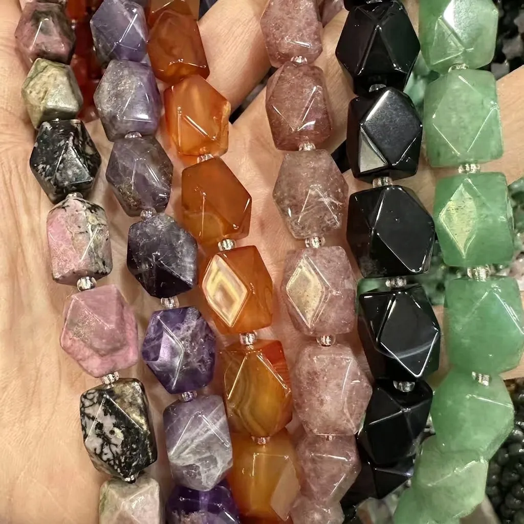 Faceted Rectangular Octagon Natural Stone Beads Crystal Agate Loose Beads Strand For DIY Necklace Bracelet Jewelry Making Accessories