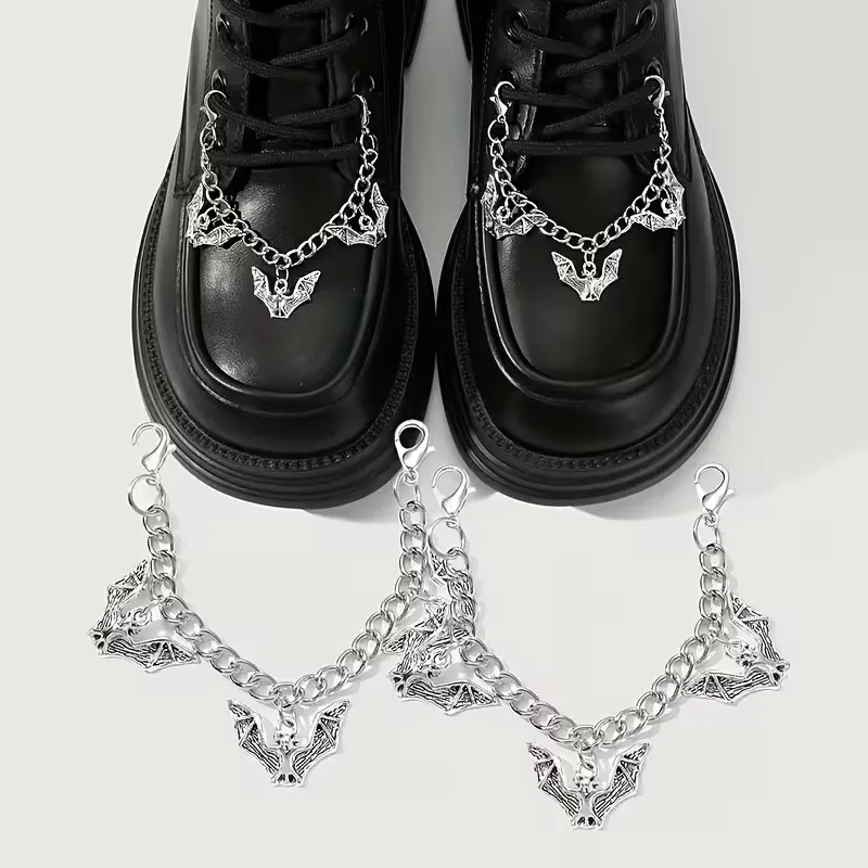 Halloween Bat Pendant Shoe Chain Metal Gothic Boots Decoration Accessories Personalized Footwear Charm Jewelry Gift