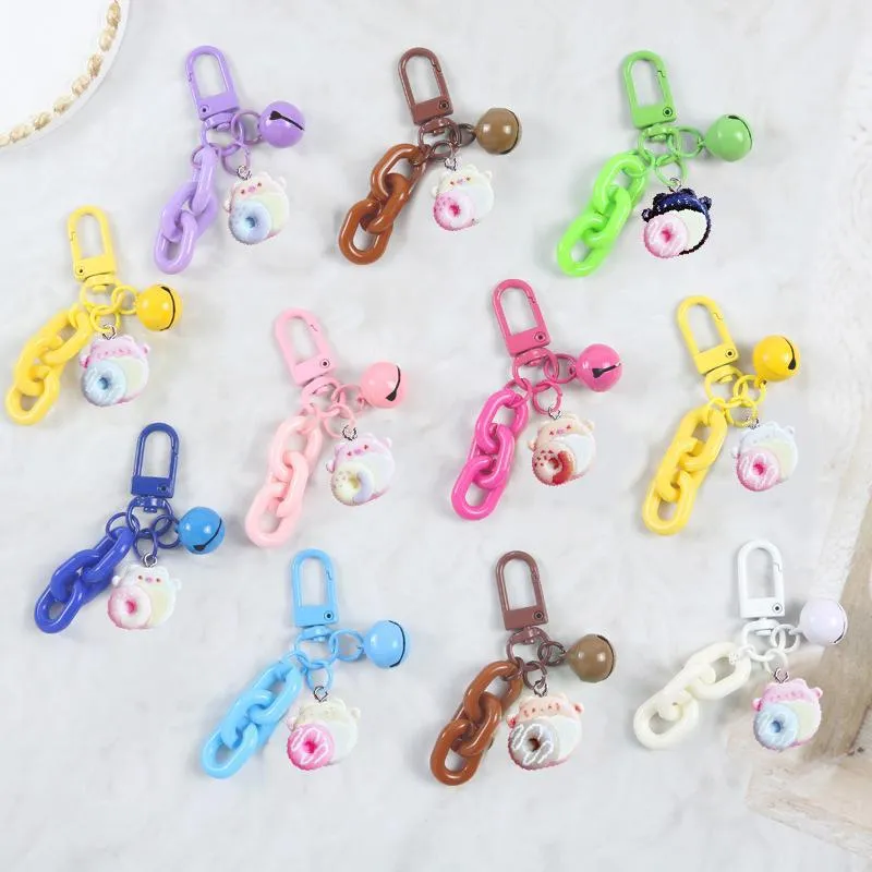 Portachiavi Animale Ciambella Cartone Animato Grazioso Ciondolo a Campana Ciondolo borsa Kawaii Portachiavi Accessori per Catena Chiave