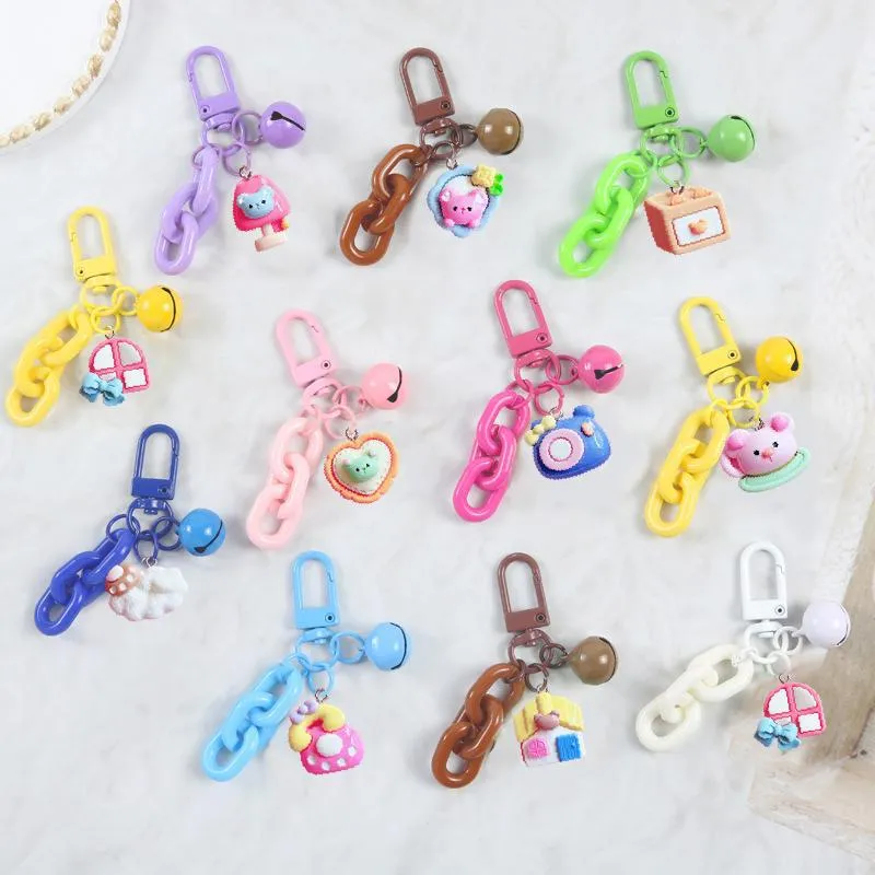 Cute Cartoon Resin Keychain Colorful Plastic Chain Bag Pendant DIY Key Ring Accessories