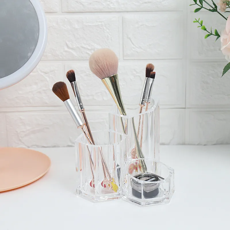 Transparante Acryl Desktop Organizer Multi-Grid Penhouder Make-up Penseel Opbergdoos Kantoor Kantoorartikelen Houder