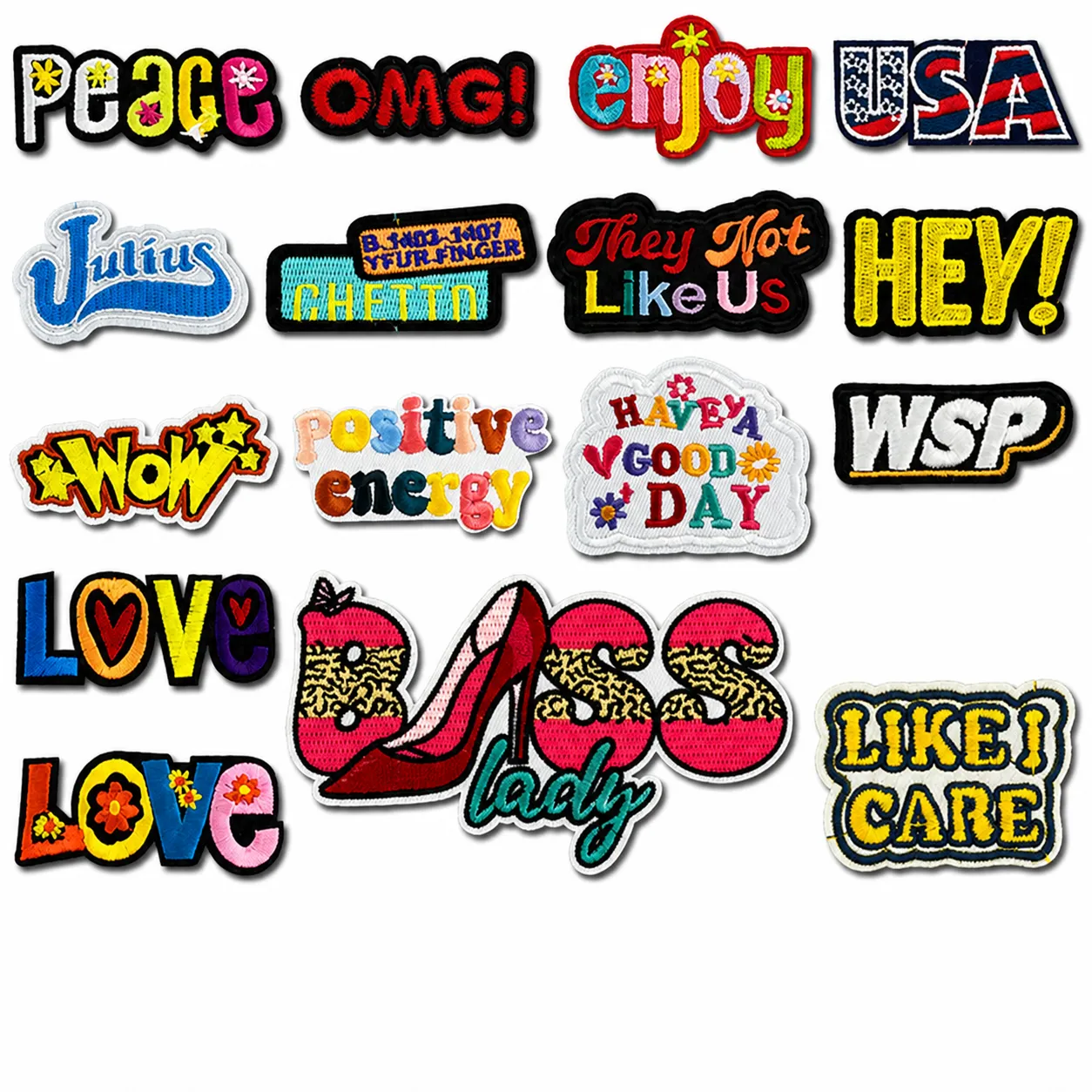 Colorful English Letter Slogan Embroidered Patches DIY Clothing Accessories Iron On Applique Badge