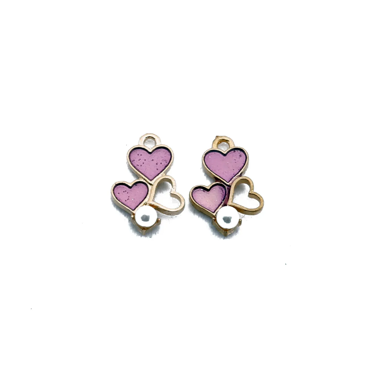 DIY Alloy Heart Pendants Artificial Pearl Oil Drop Charms For Earring Necklace Jewelry Making Accessories Craft Findings