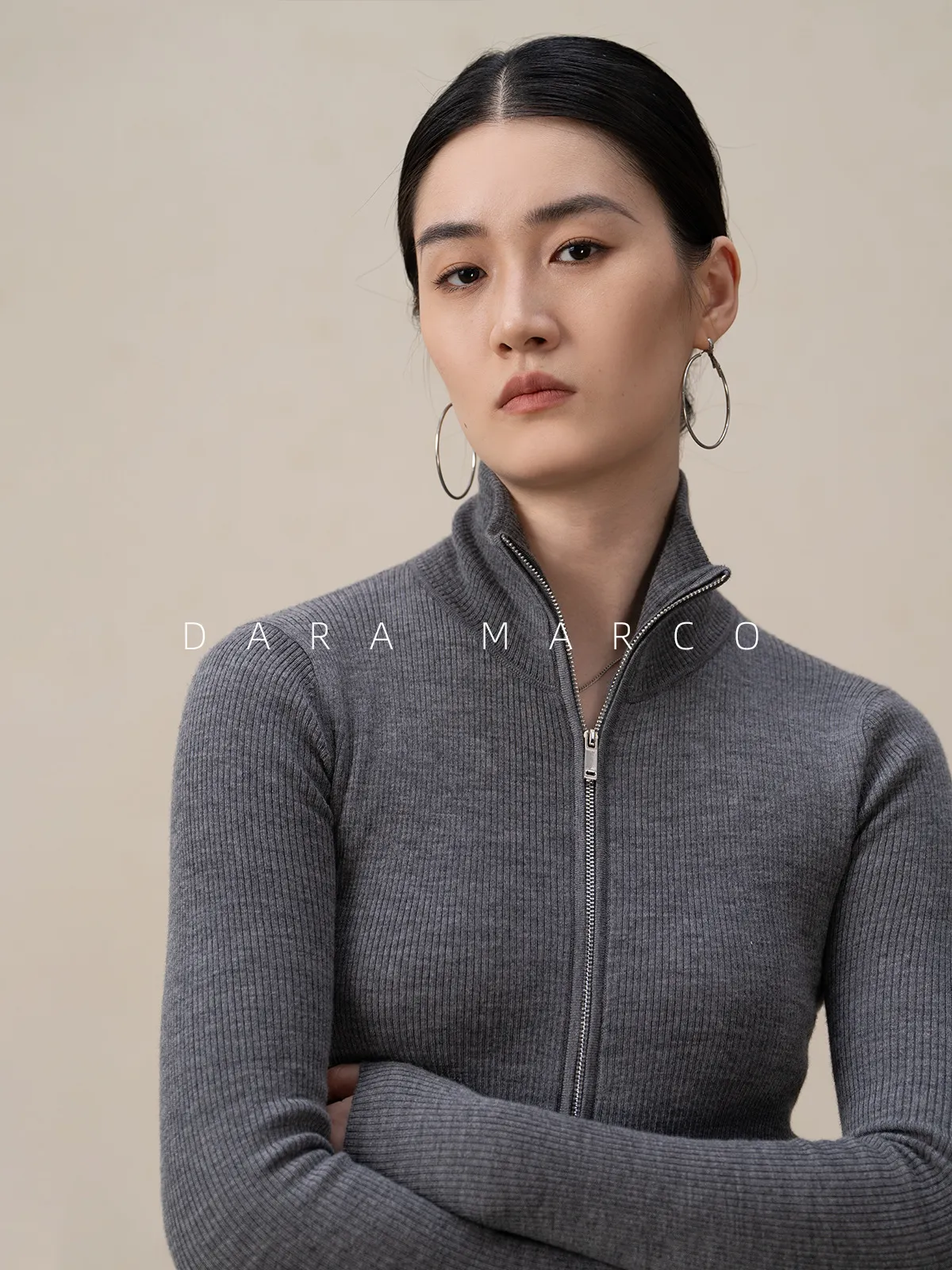 Giacca Cardigan in Lana Slim Fit da Donna con Collo a Imbuto Full Zip Manica Lunga Maglieria Tinta Unita Top Casual Commuter