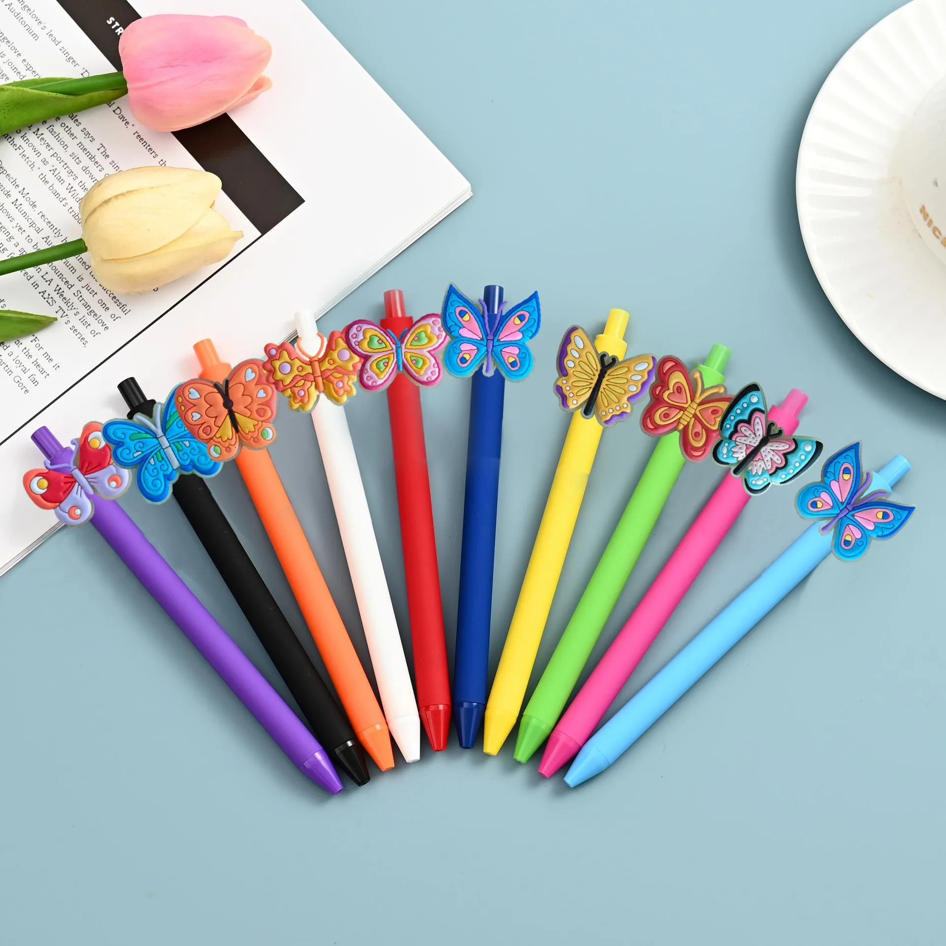 Colorful Butterfly Gel Ink Pen Set Cute Cartoon Stationery Pen For Student Office Writing And Journal Decor