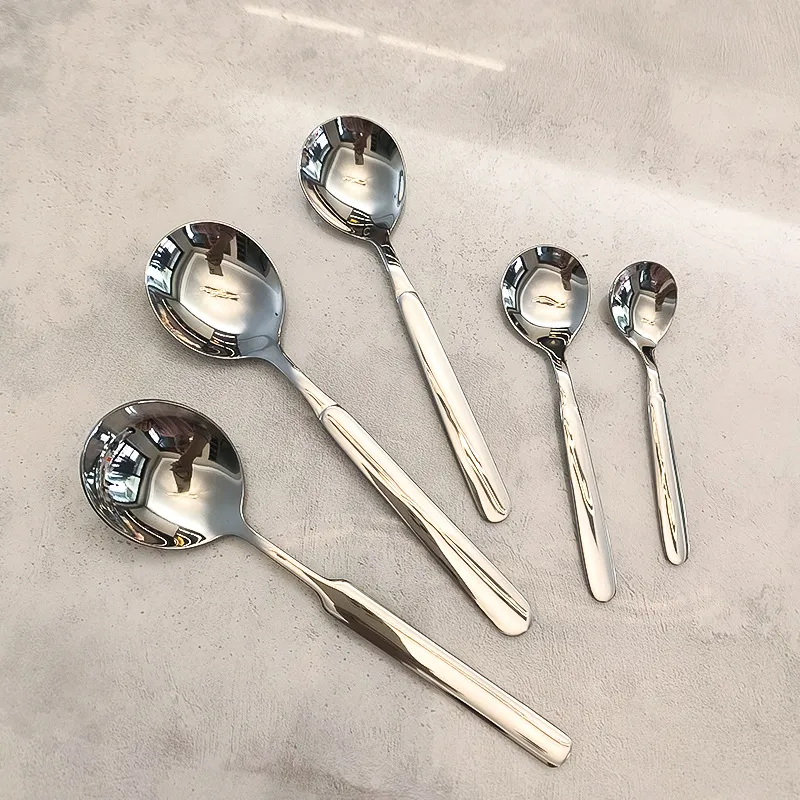 Cuillère en Acier Inoxydable 316 de Qualité Alimentaire Robuste Épaisse Longue Poignée Cuillère à Soupe Ronde Vaisselle de Cuisine