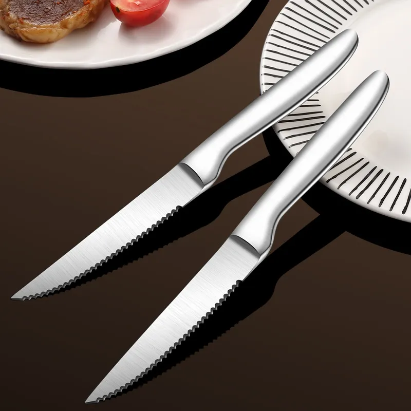 Stainless Steel Steak Knife Professional Serrated Table Knife Heavy Duty Kitchen Dining Cutlery Silver