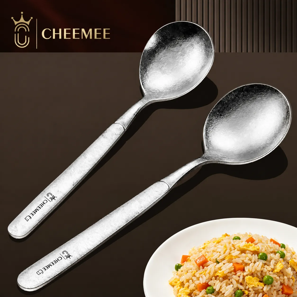 Cuillère en Titane Pur Vaisselle Légère Haut de Gamme Cuillère à Soupe Ronde Personnelle Pour Enfants et Adultes Repas Quotidiens