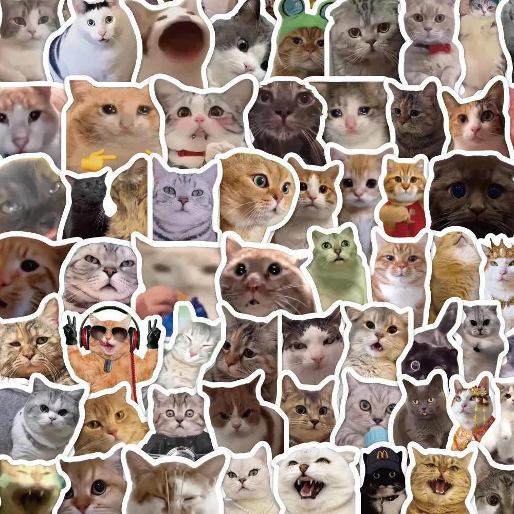 Katzen Meme Cartoon Graffiti Aufkleber Süße Lustige Tier Abziehbilder Wasserdichte Vinyl Aufkleber Pack Für Laptop Gepäck