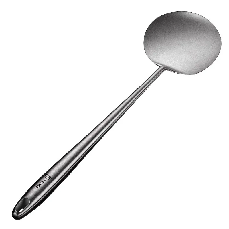 316 Stainless Steel Cooking Shovel Kitchen Spatula Thickened One-Piece Long Handle Rounded Spoon Shovel Cookware Tool