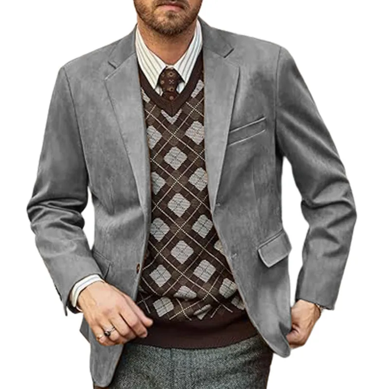 Herren Casual Blazer Slim Fit Einreihig Anzugjacke Business Pendeln Polyester Stilvolle Oberbekleidung