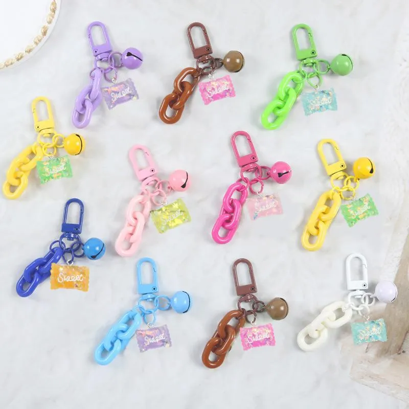 Llavero de Caramelo de Resina Purpurina Lentejuelas Colgante de Bolso Estilo Dulce Anillo de Llave Cadena Colorida Colgante Joya Regalo