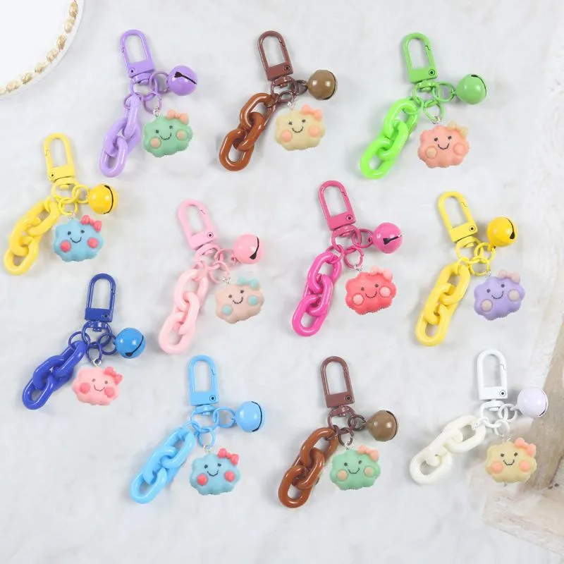 Portachiavi Nuvola in Resina Kawaii Catena Colorata Campanello Ciondolo per Borsa Anello Chiave Cartone Animato Accessori per Zaino