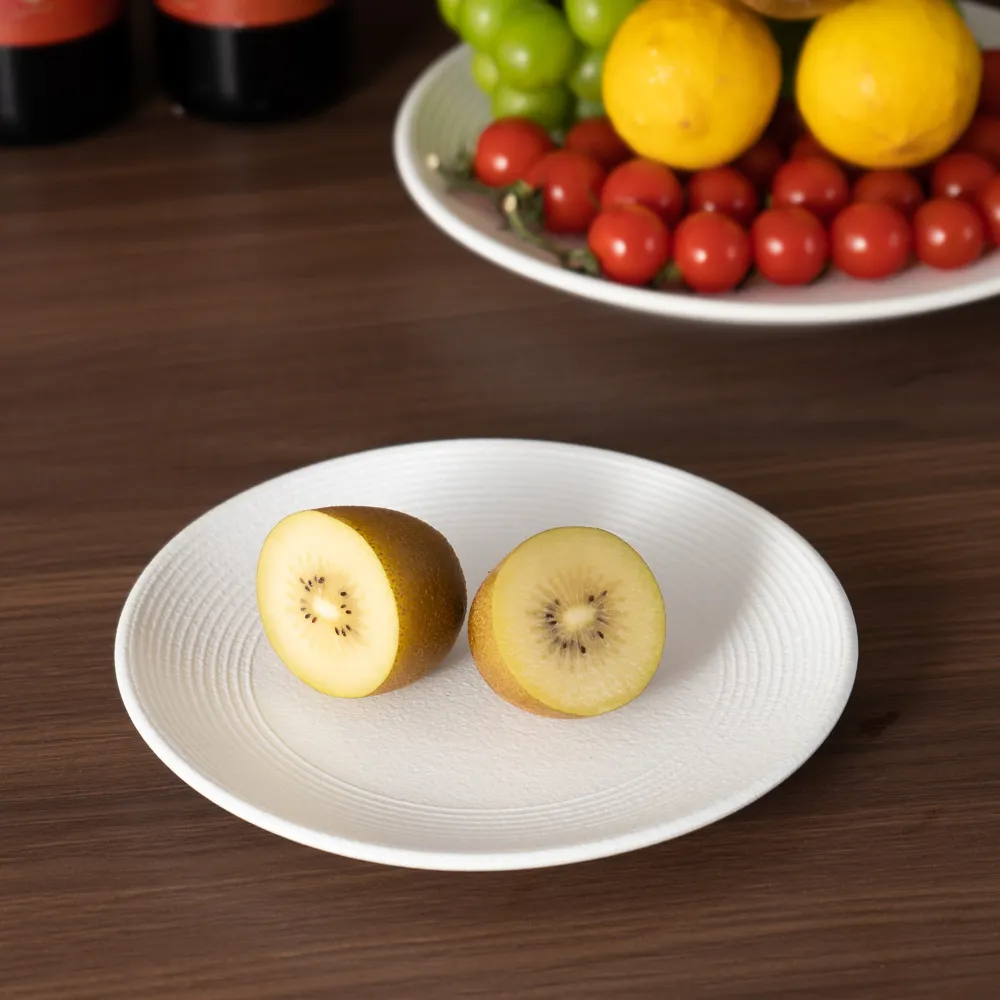 Modern Minimalist Ceramic Shallow Plate Ribbed Design Round Dinner Plate For Steak Pasta Salad Home Kitchen Tableware