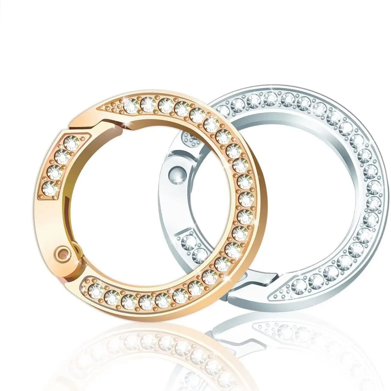 Porte-clés Boucles Fer à Cheval Strass en Alliage de Zinc Anneau Ressort Double Face Pendentif Sac Chaîne Clés de Voiture