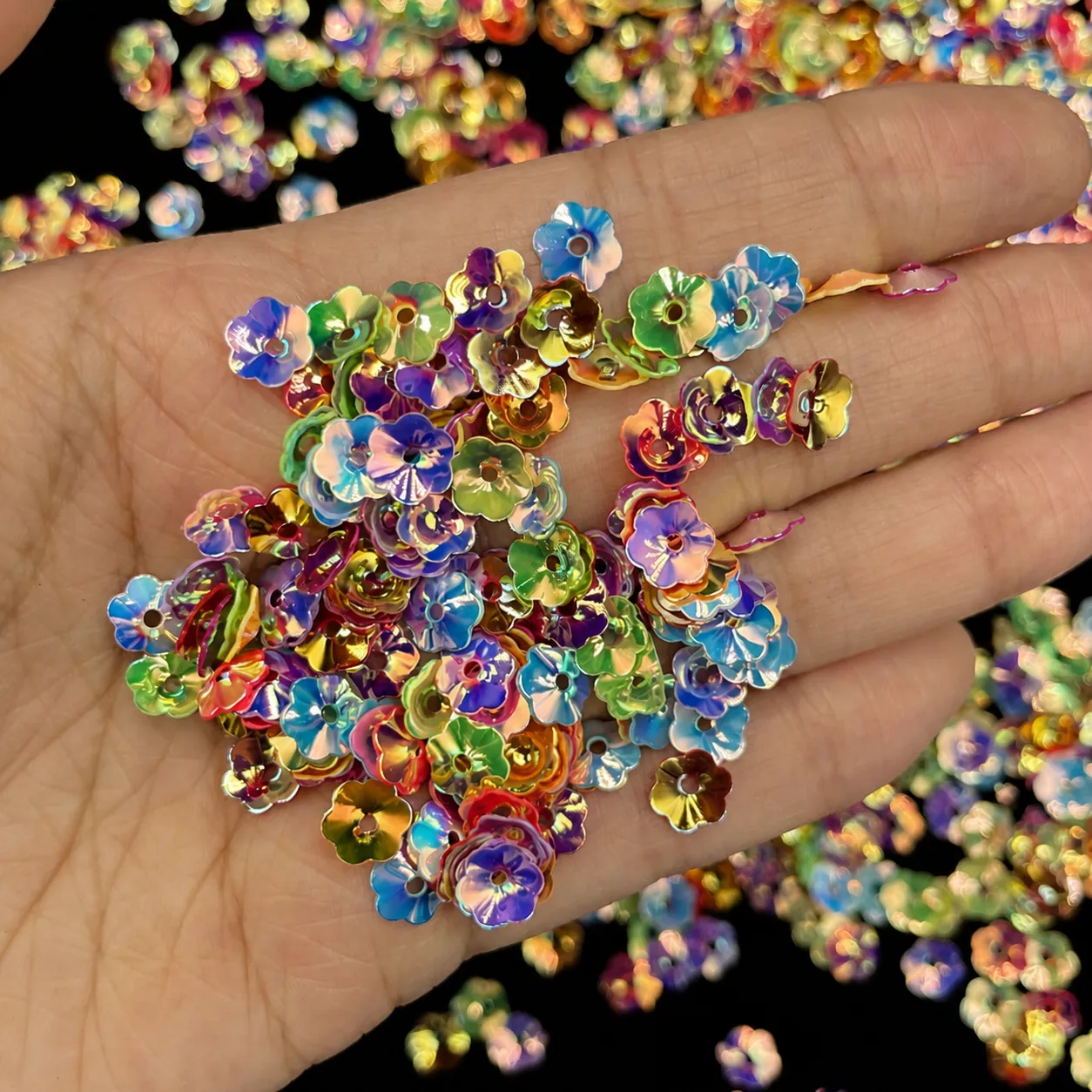 Acrylic Plum Blossom Sequins Loose Beads Mixed Color And Silver For DIY Craft Making And Jewelry Accessories