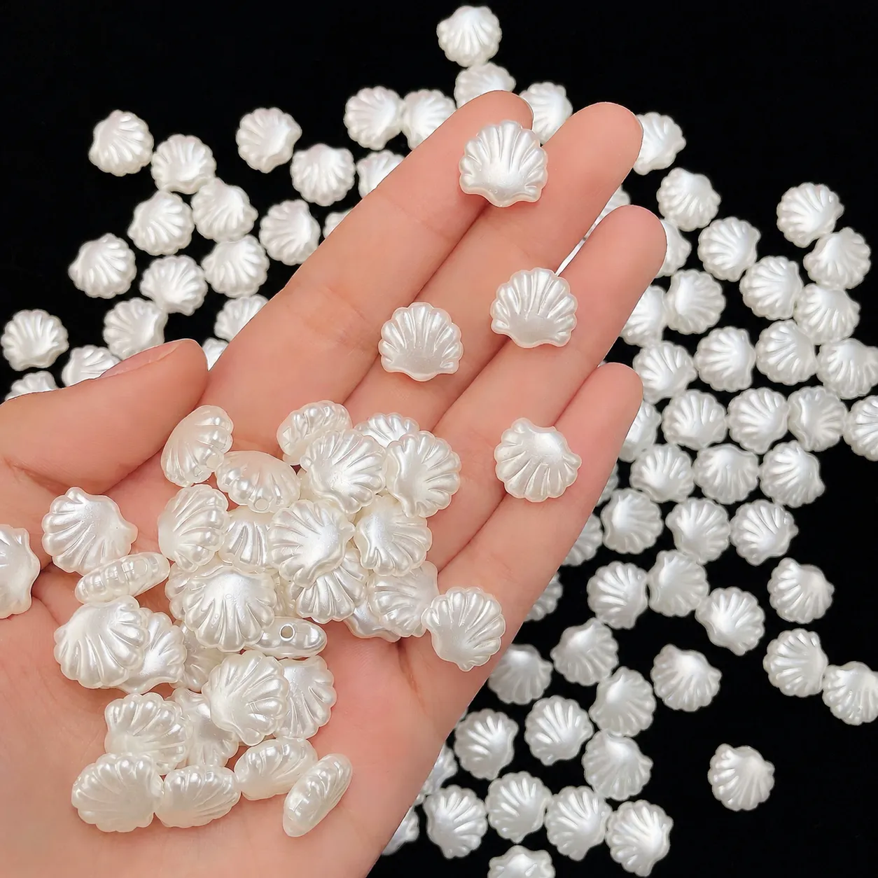 Imitation Pearl Scallop Beads Mini Straight Hole Shell For DIY Jewelry Making Bracelet Phone Chain Craft Accessories