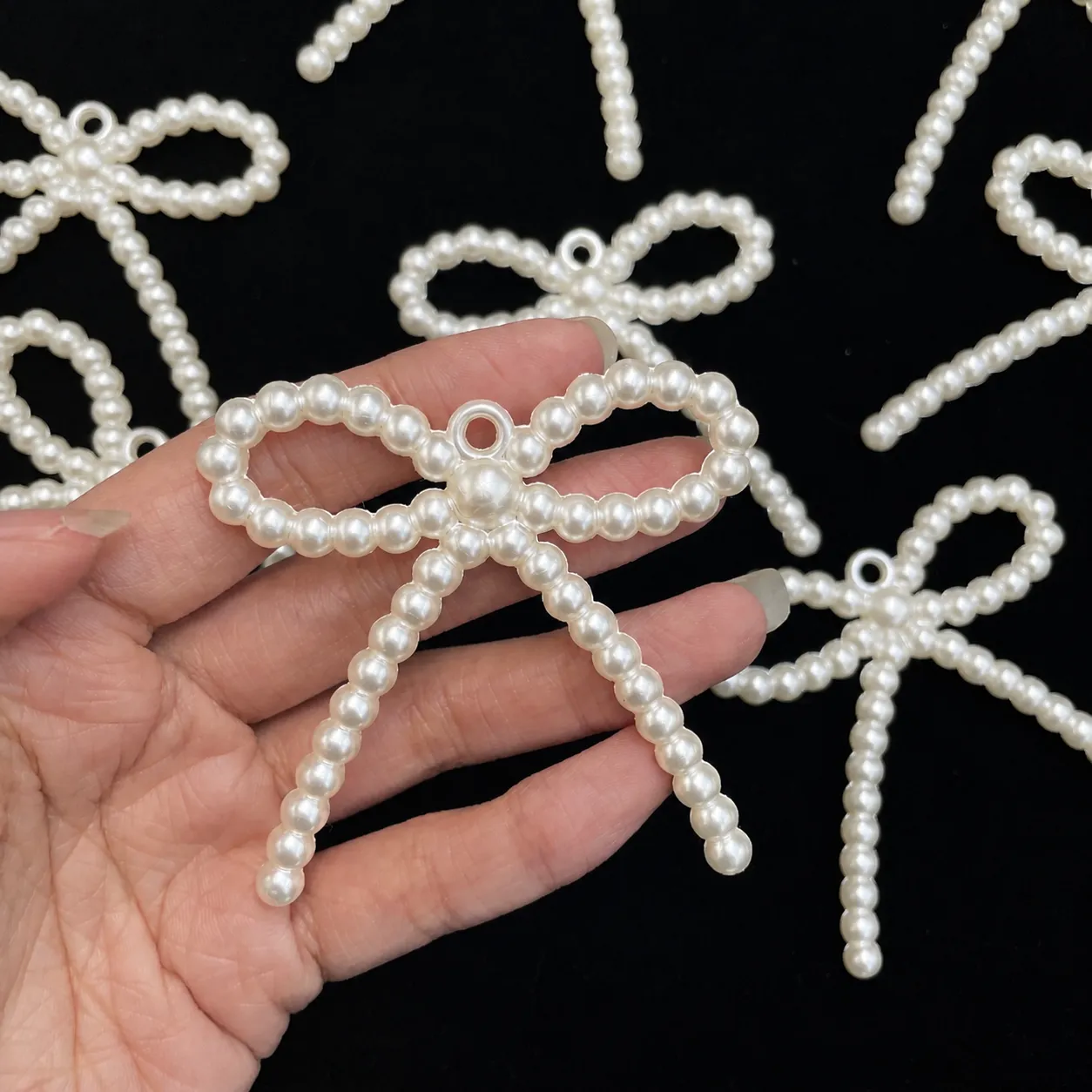 DIY Pearl Bow Bead Accessories Resin Plastic Bowknot Charms For Phone Chain Bracelet Jewelry Making