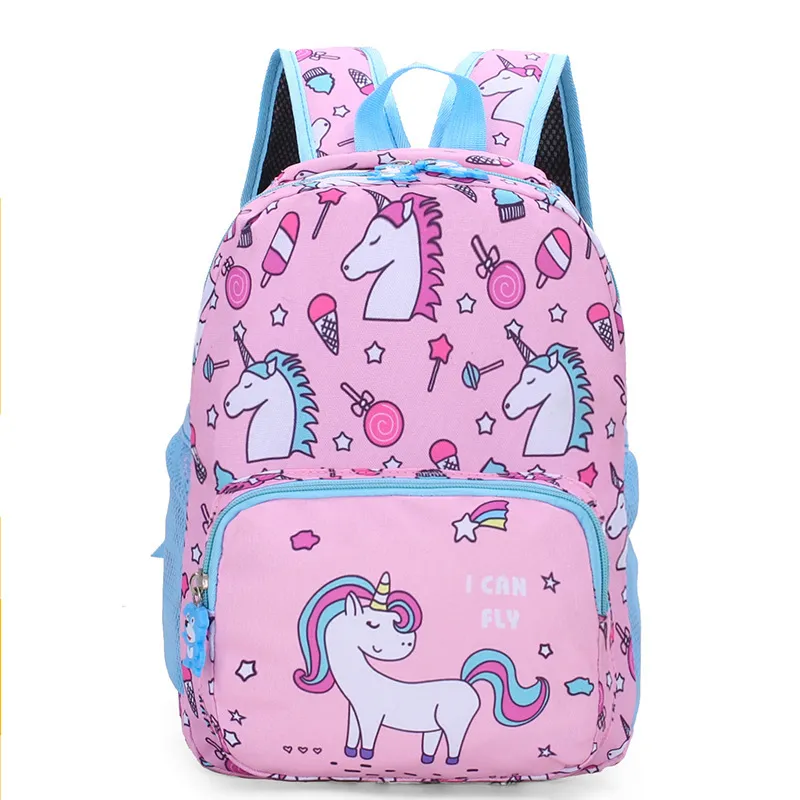 Kids School Backpack Waterproof Oxford Cloth Cartoon Unicorn Print Casual Bookbag Lightweight Daypack For Boys And Girls