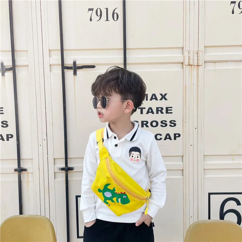 Kids Cute Dinosaur Embroidery Nylon Waist Bag Casual Crossbody Bag Boys Girls Fashion Fanny Pack Kids Chest Bag