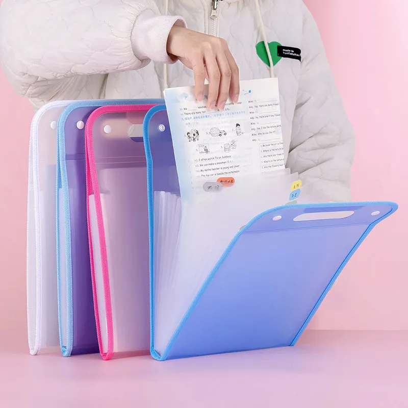 Cartella Portadocumenti Espandibile A4 Organizzatore di Documenti Portatile Borsa per Archiviazione a Fisarmonica Con Maniglia Forniture per Ufficio e Scuola