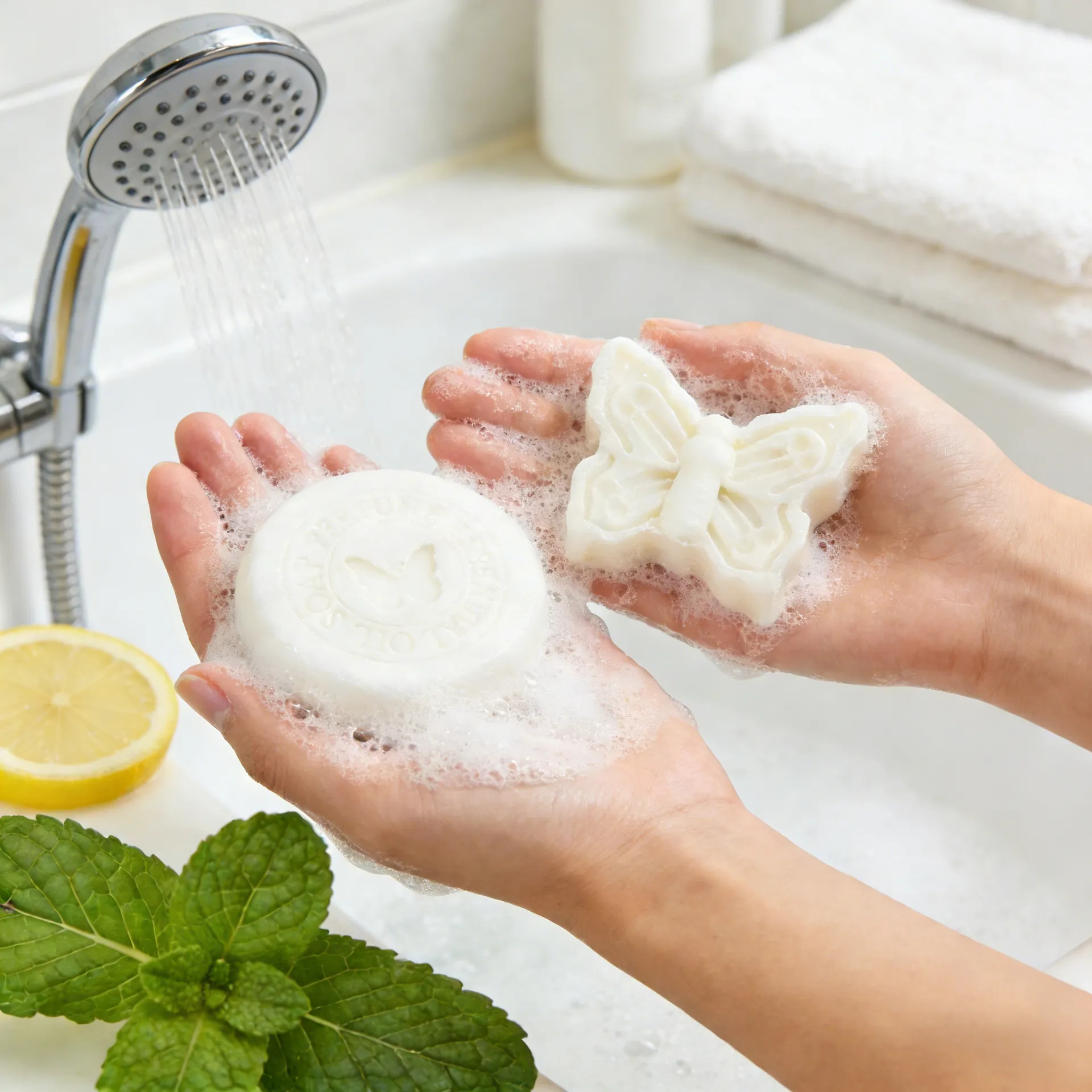 Bomboniere Matrimonio Scatola Regalo di Sapone con Oli Essenziali Farfalla E Tondo Piccolo Regalo Bianco