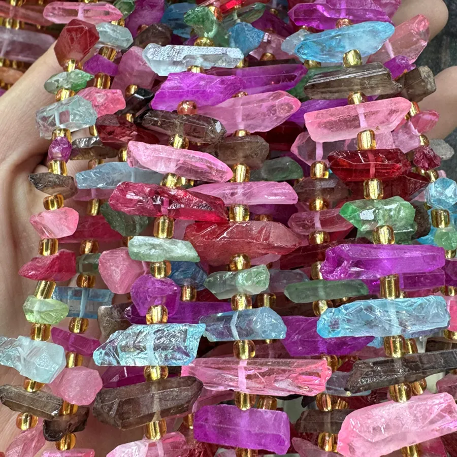 Perle in Pietra Naturale a Colonna Appuntita Irregolare di Fluorite per Fai da Te Creazione Gioielli Perle Distanziatrici Sfuse in Pietra Colorata per Bracciale Collana
