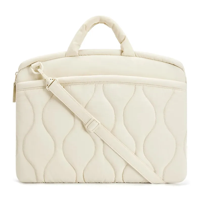 Damen Nylon Puffig Gesteppte Laptoptasche Tragbare Leichte Aktentasche Handtasche Für Business Pendeln