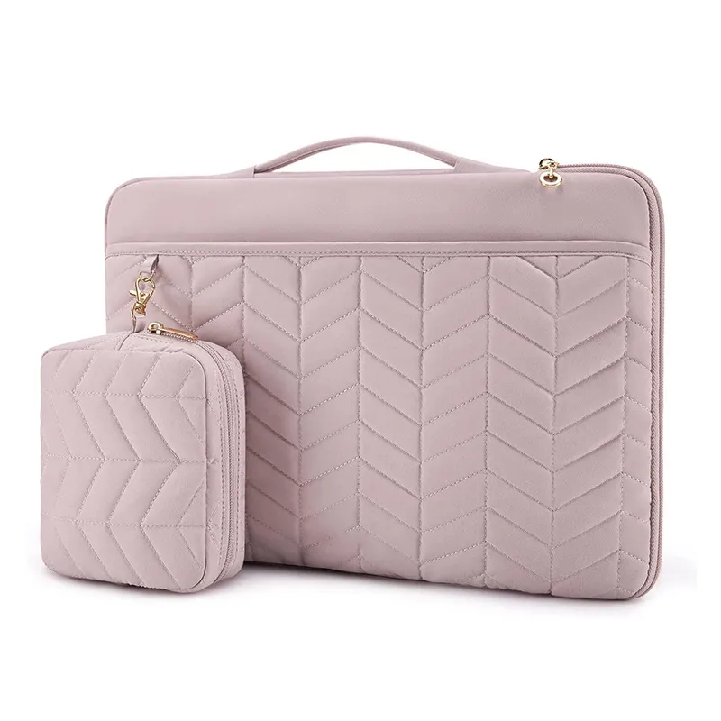 Wasserdichte Nylon Laptoptasche Aktentasche Tragbare Gesteppte Computer Handtasche Mit Griff Für Notebook Business