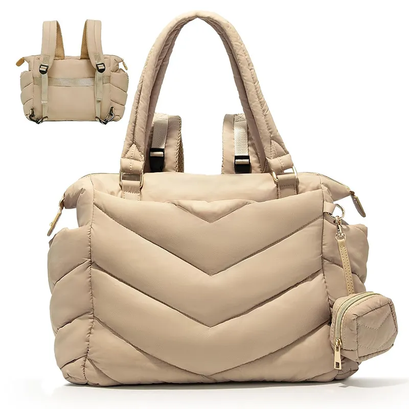 Multifunktional Gesteppt Nylon Wickelrucksack Große Kapazität Mama Tasche Reise Leichte Handtasche Wickeltasche Für Mutter