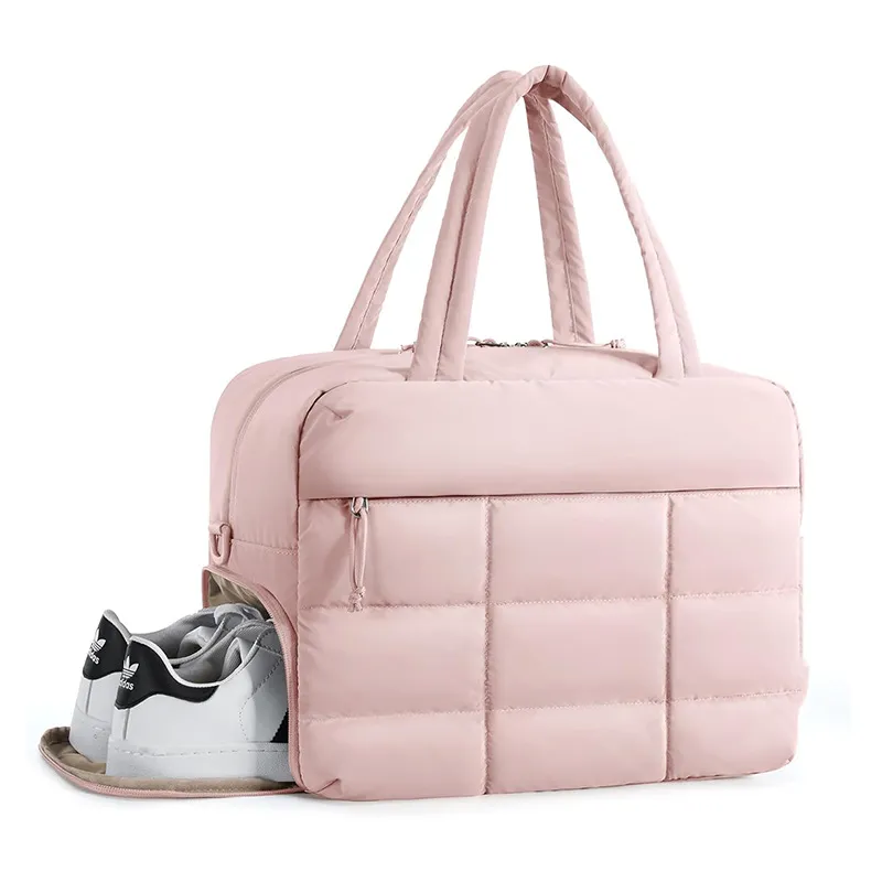Bolsa de Viaje Grande Duffel Impermeable Acolchada Weekender Bolsa de Gimnasio Tote con Compartimento Separado para Zapatos para Mujer