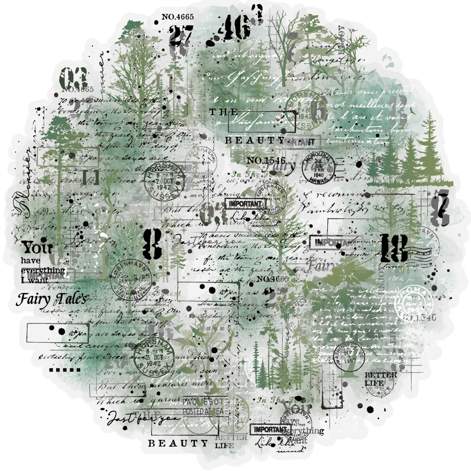 Adesivi PET con Slogan in Inglese Verde Bianco Vintage Retrò Botanico Diario Scrapbooking DIY Adesivi Decorativi