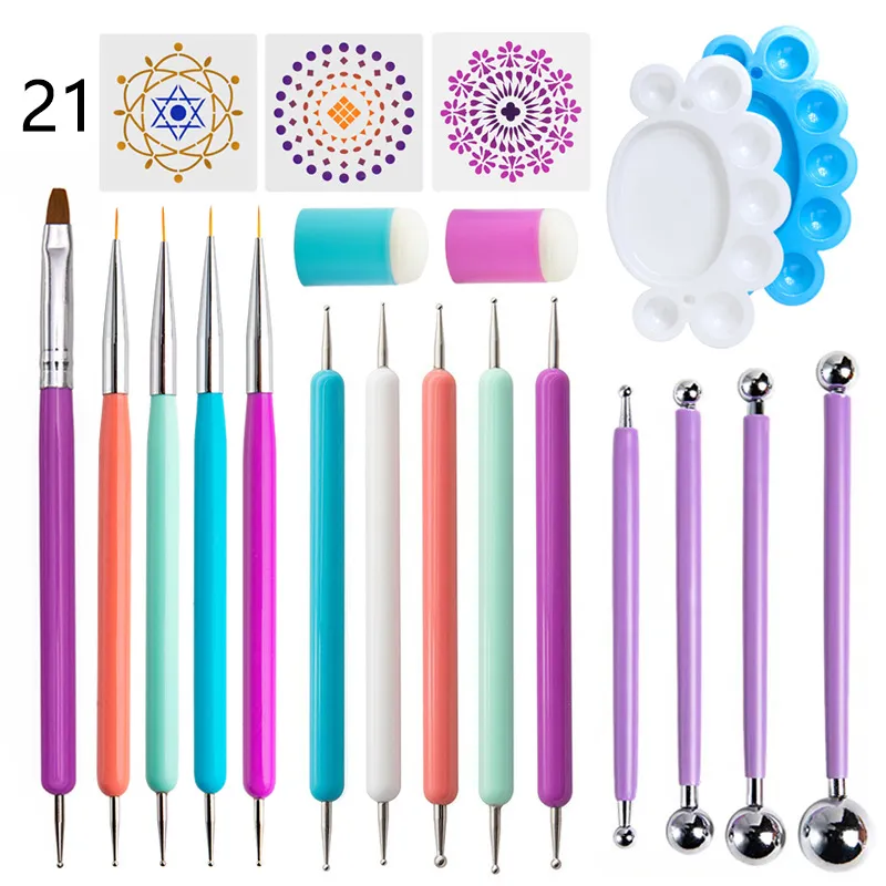 Professional Mandala Dotting Tools Rock Painting Kit Stencils Dot Paint Brushes Sponge Tray Art Craft Supplies