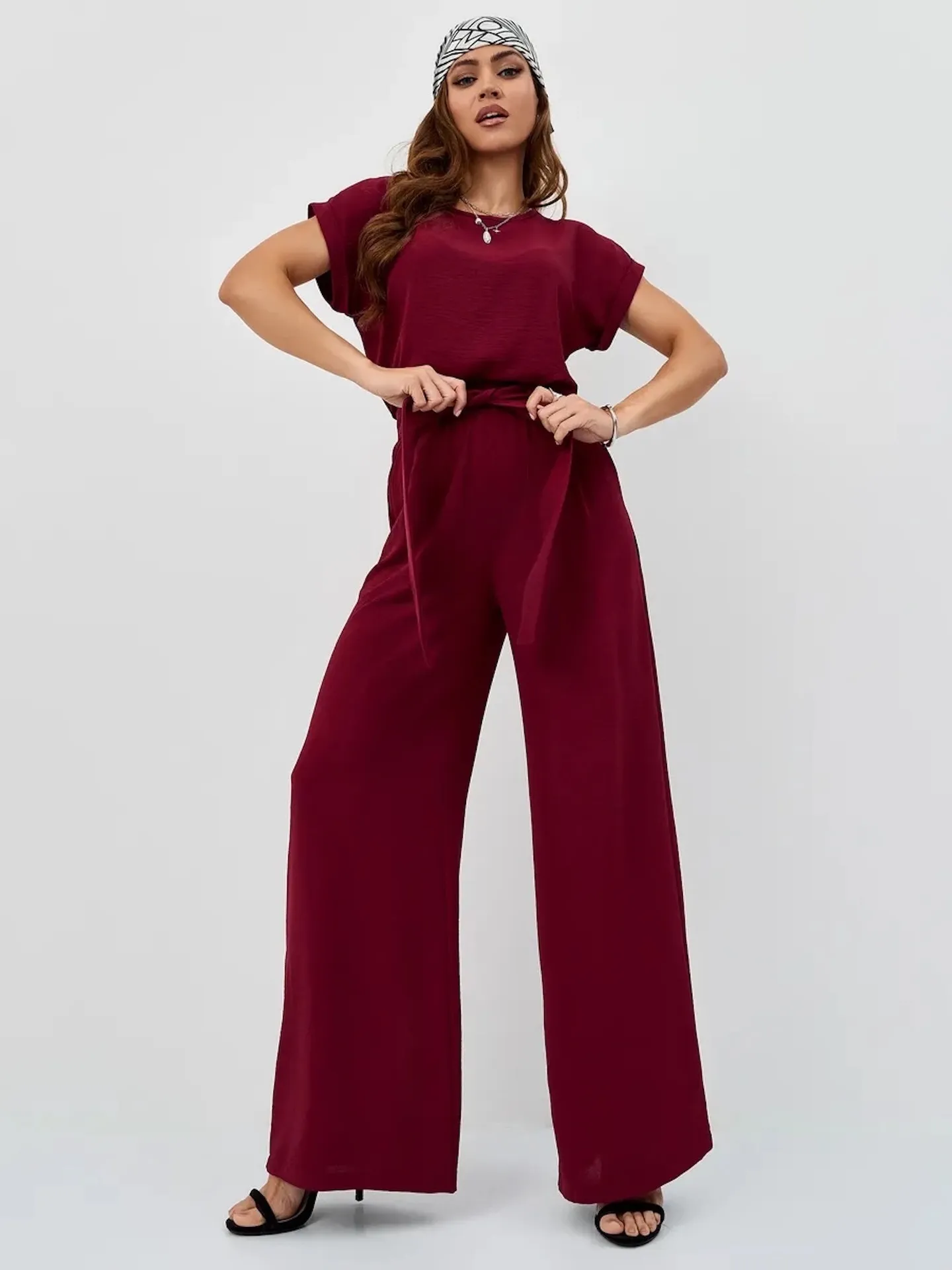 Women's Casual French Style High-End Light Luxury Fashion Loose Shirt Wide Leg Pants Elegant Top And Bottom Outfit