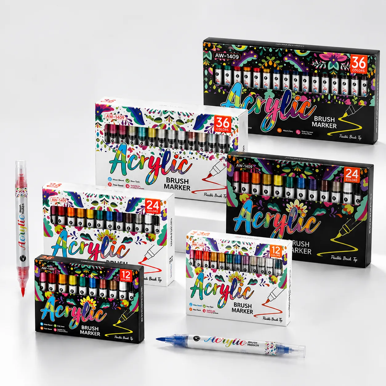 Ensemble de Marqueurs Acryliques à Pointe Souple pour Enfants Céramique Peint à la Main Graffiti Stylo Peinture d'Art