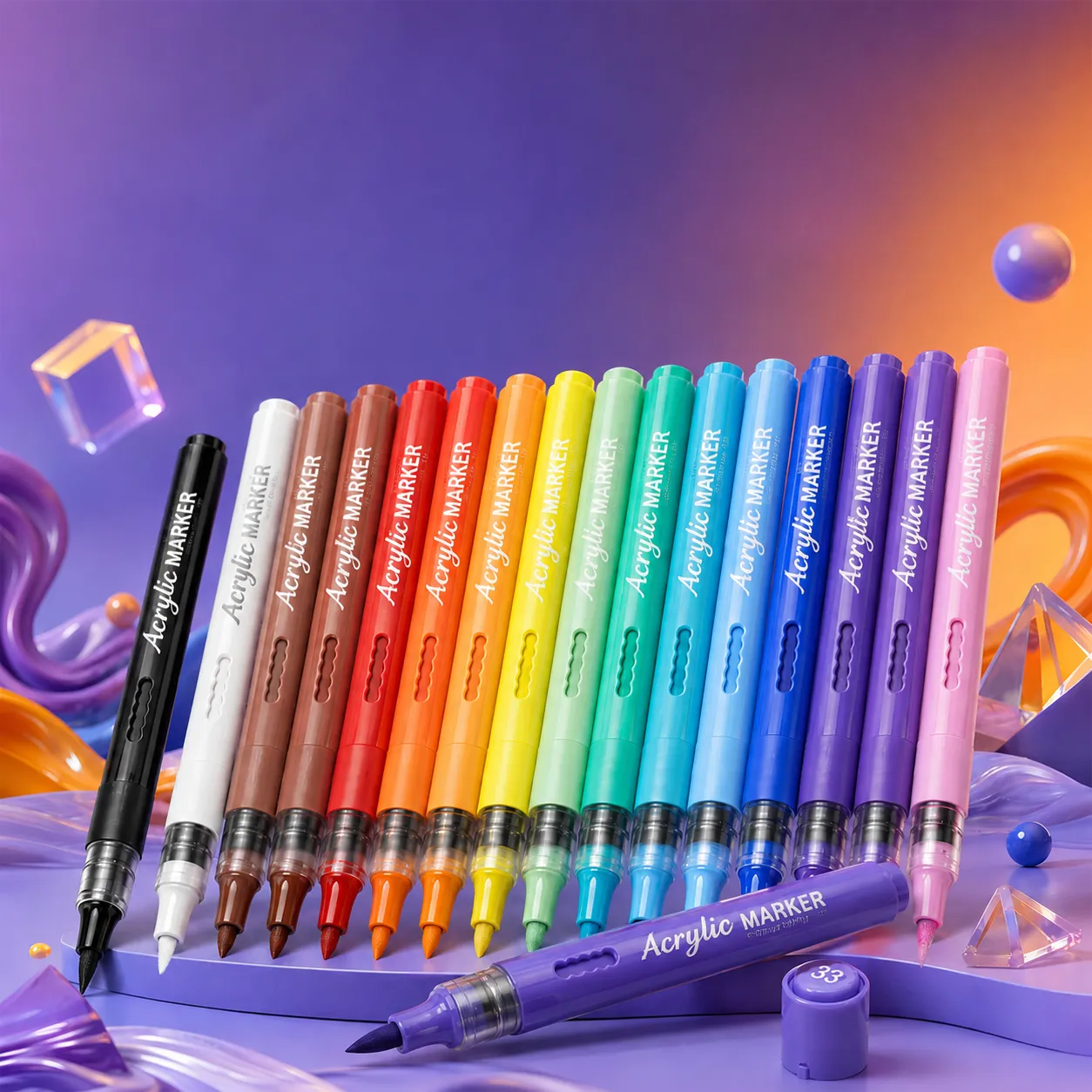 Acryl Marker Stifte Set Weiche Pinselspitze Wasserdicht Schnelltrocknend Kunst Marker Für Malerei Zeichnung Schule Bürobedarf