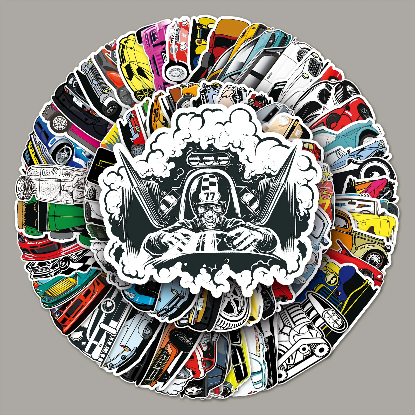 Pegatinas De Graffiti De Coche De Carreras De Dibujos Animados Calcomanías De Vinilo Impermeables Para Equipaje Patineta Computadora Portátil Coche Teléfono Decoración