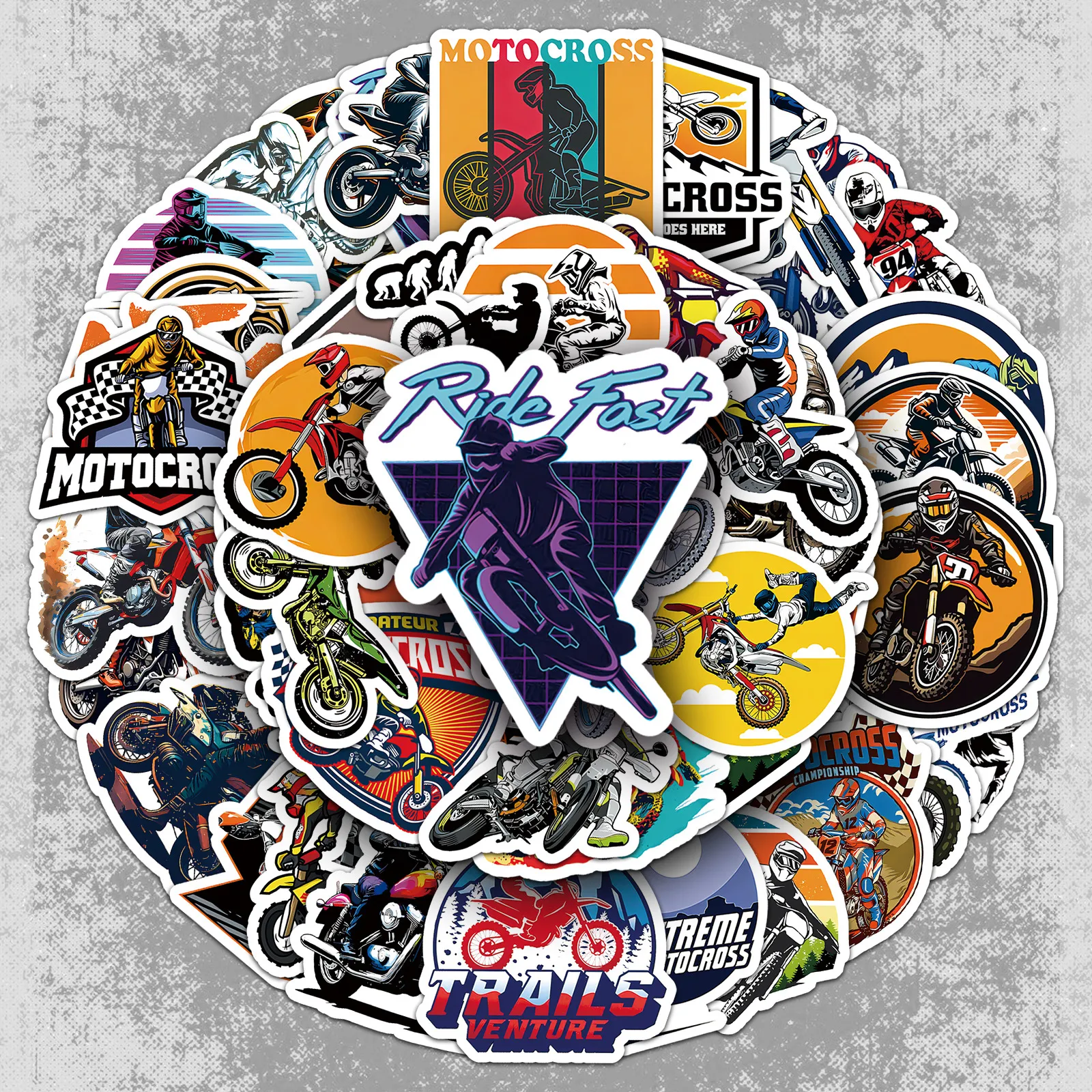 Autocollants de Motocross Imperméables Decals Racing Sports Extrêmes Assortiment d'Autocollants en Vinyle Pour Bagages Skateboard Casque DIY