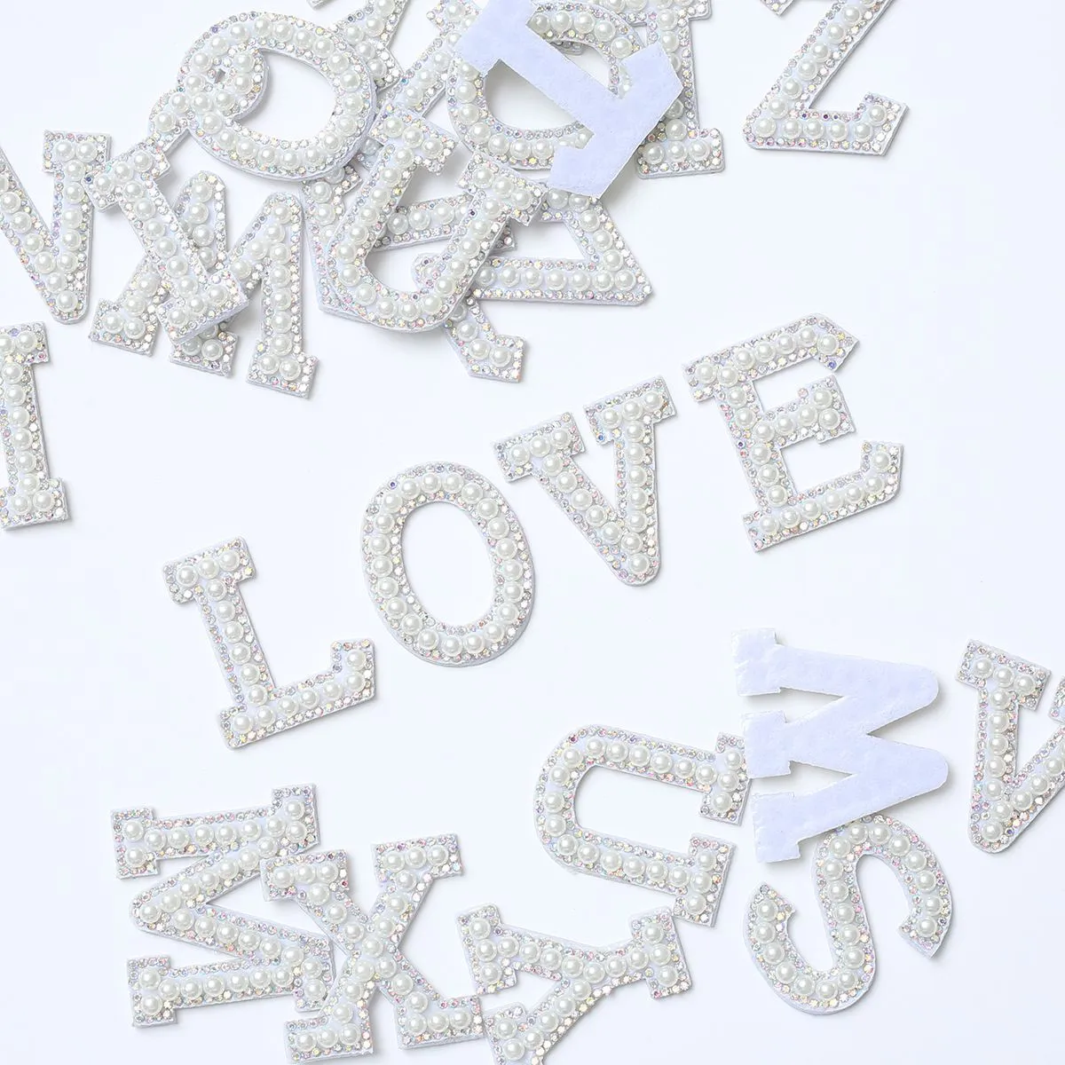Rhinestone Pearl English Letter Non-Woven Fabric Patches DIY Alphabet Hat Bag Shoes Garment Accessories Craft