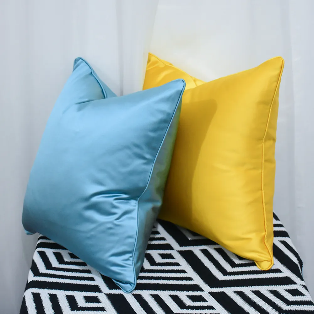 Modern Minimalist Solid Color Satin Pillowcase Decorative Square Cushion Cover For Sofa Bed Living Room Home Decor