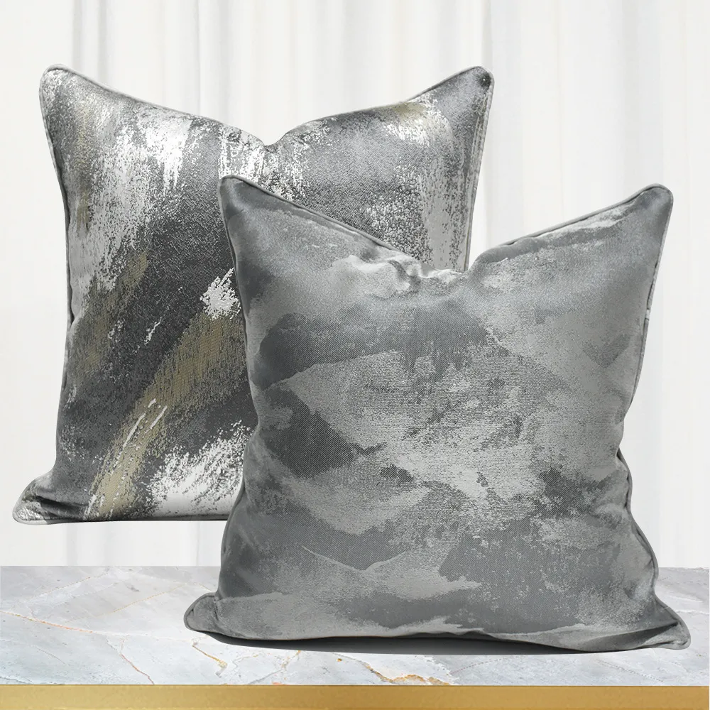 Housse de Coussin Gris Abstrait Minimaliste Moderne Housse de Oreiller Imprimé Art de Luxe pour Sofa Salon Chambre Décoration