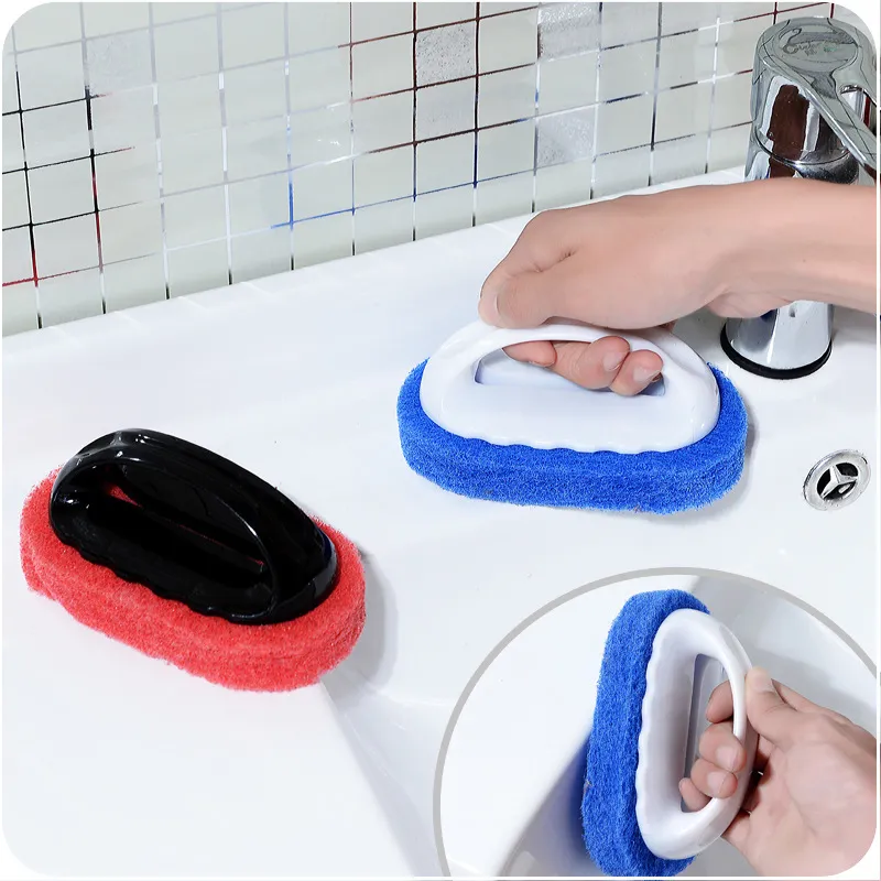 Cepillo de Esponja de Limpieza Doméstica Con Mango de Plástico Cepillo Fregador Multiusos para Cocina Baño Lavabo