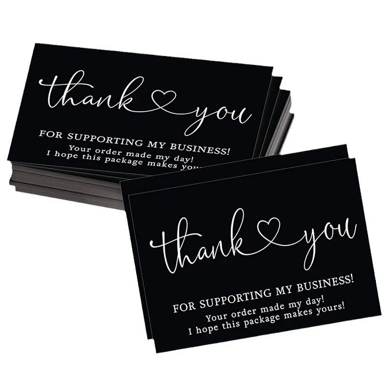 Black Thank You Cards For Business Gift Packaging Greeting Message Cards Small Business Supplies Assorted Styles