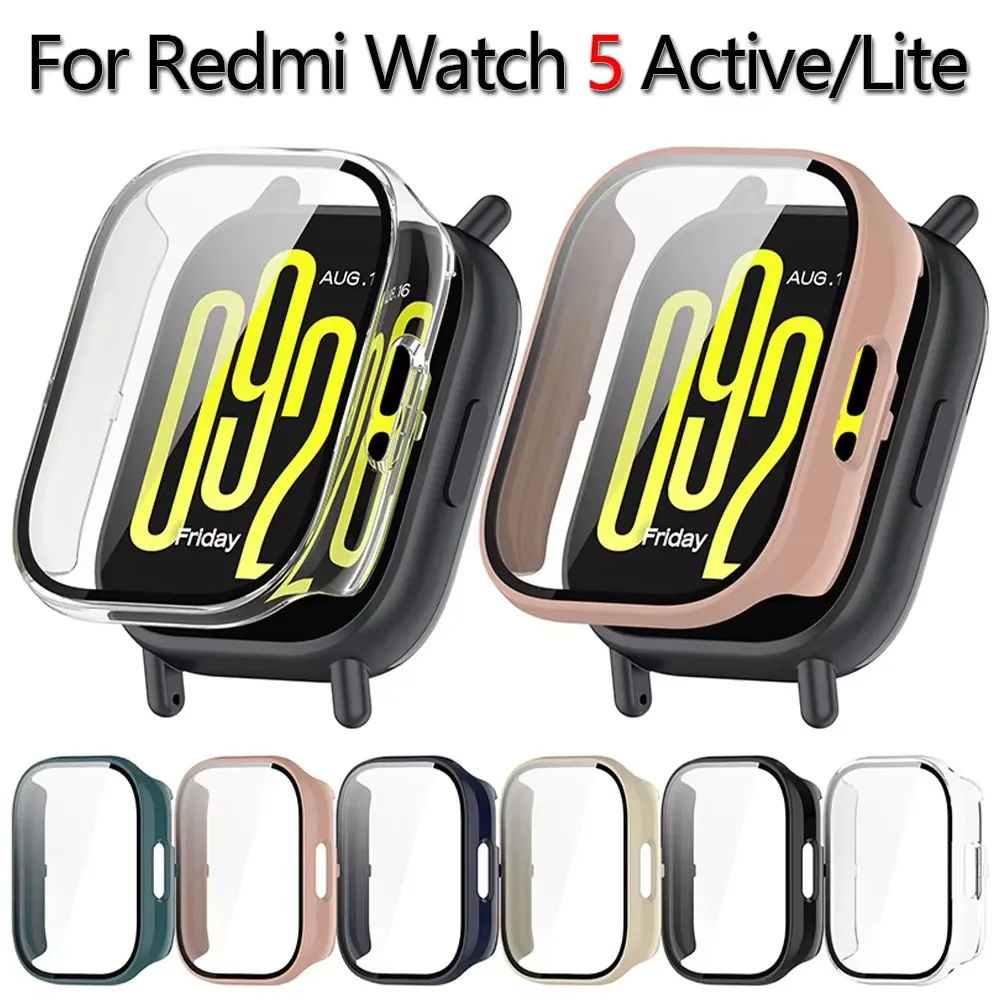 Étui de Protection pour Montre Connectée Pour Redmi Watch 5 Active Lite Coque Rigide PC Avec Protecteur d'Écran en Verre Trempé Couverture Complète