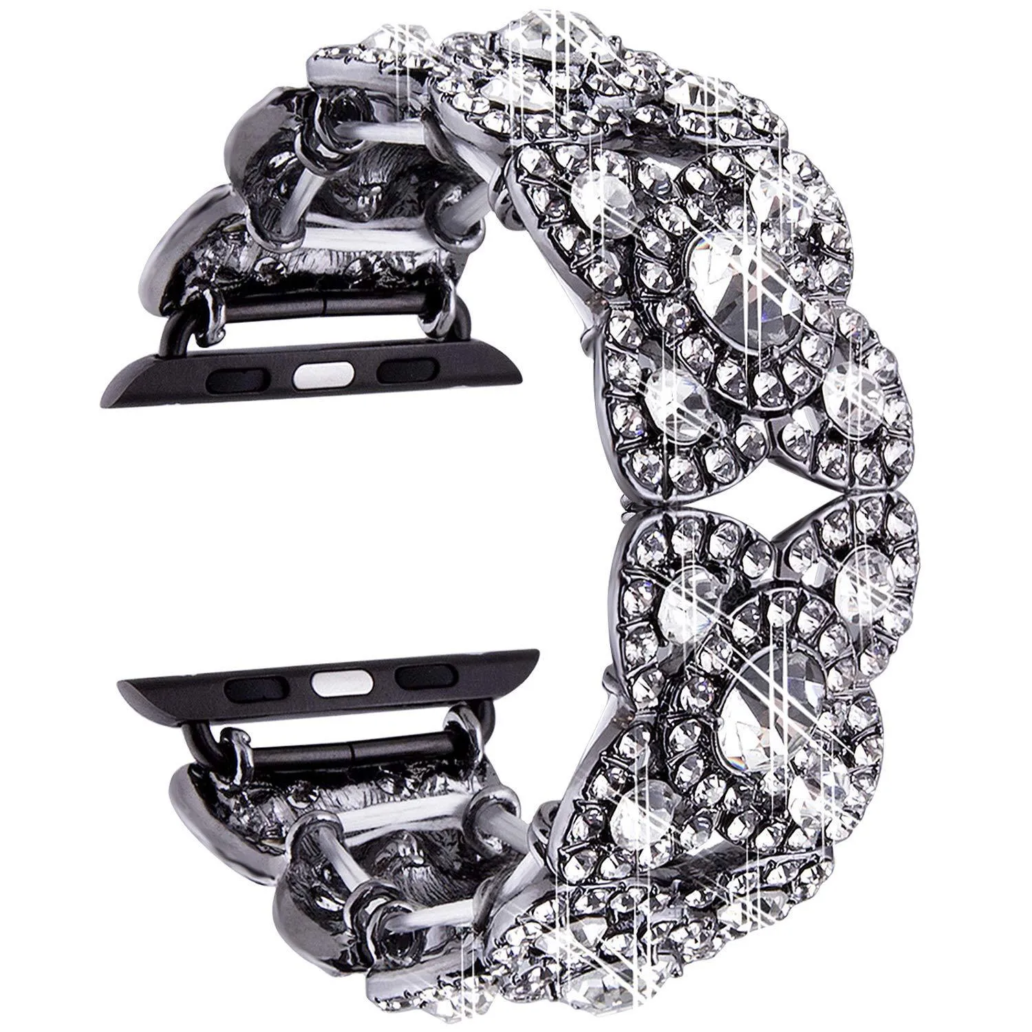 Metal Rhinestone Four Leaf Clover Smartwatch Band Replacement Strap For Apple Watch Women Jewelry