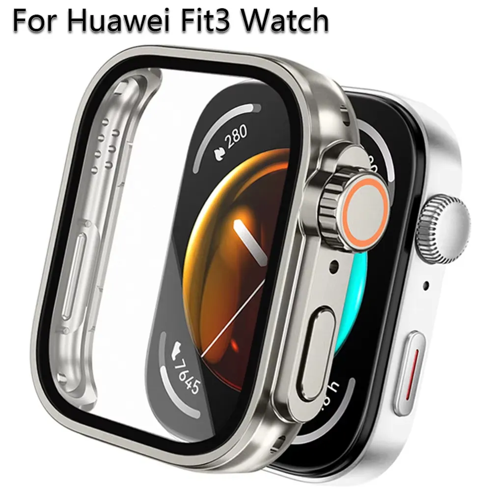 Étui de Protection Rigide en PC Avec Protecteur d'Écran en Verre Trempé Pour Smart Watch Fit3 Accessoires de Protection Style Ultra