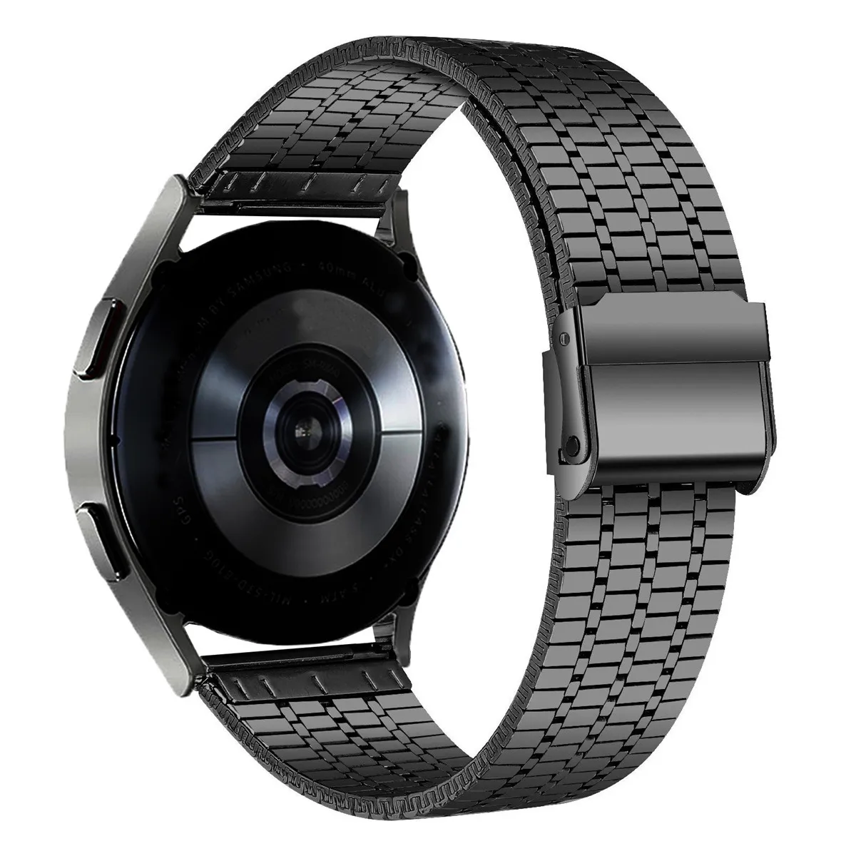 Stainless Steel Smartwatch Band Seven Bead Metal Replacement Strap With Double Folding Clasp Universal Watch Band