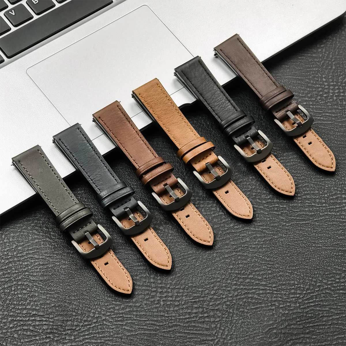 Cinturino per Orologio in Pelle Universale Cinturino di Ricambio a Sgancio Rapido Fibbia in Acciaio Inossidabile Stile Affari